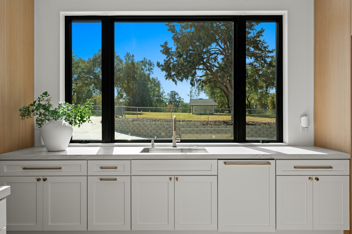 Modern kitchen with stainless steel appliances