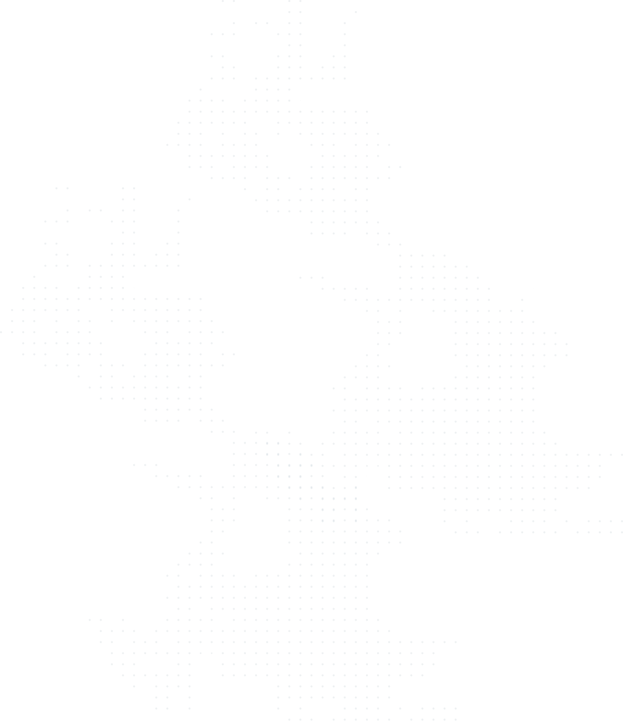 Abstract geometric pattern composed of small light blue dots on a black background forming irregular shapes.