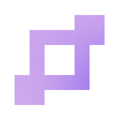 Abstract geometric design with three connected lavender squares on a black background.