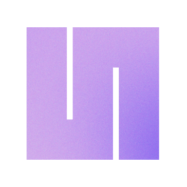Abstract purple gradient square with three vertical rectangular cutouts creating a stepped pattern.