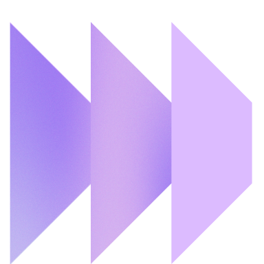 Three purple gradient triangles aligned horizontally, resembling a fast-forward symbol.