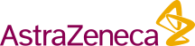 AstraZeneca company logo with purple text and a gold emblem.