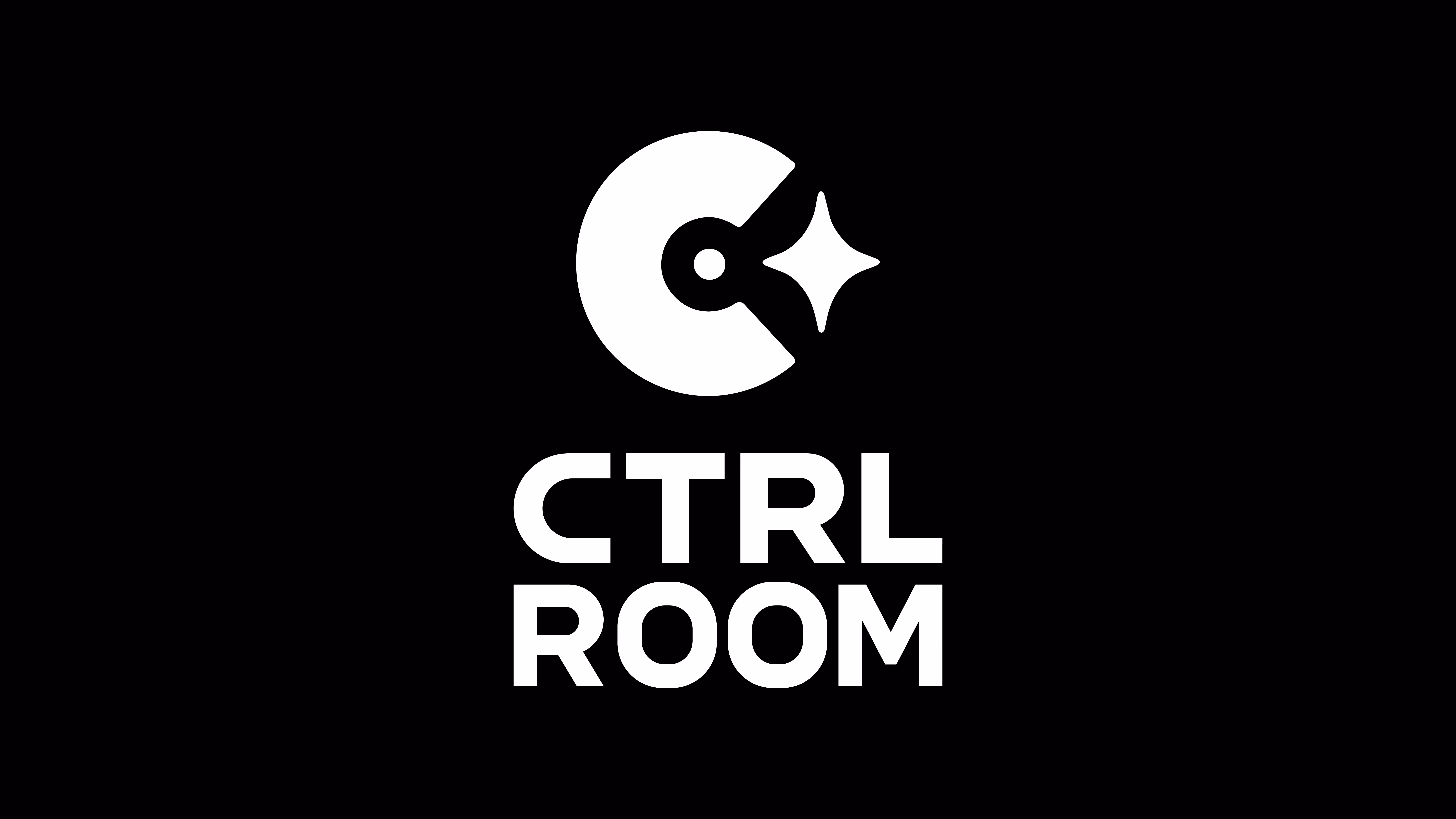 Logo with stylized letter C and a star shape, with text 'CTRL ROOM' below it in white on black background.