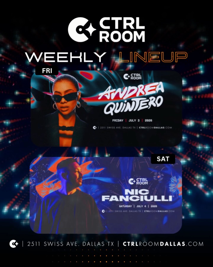This Weekend at @ctrlroom_dallas 

Friday - @andre_quintero_ 
Saturday- @nicfanciulli 

Tickets: CtrlRoomDallas.com 

#dallasnightlife #thingstodoindallas #dallasedm #dallasclub