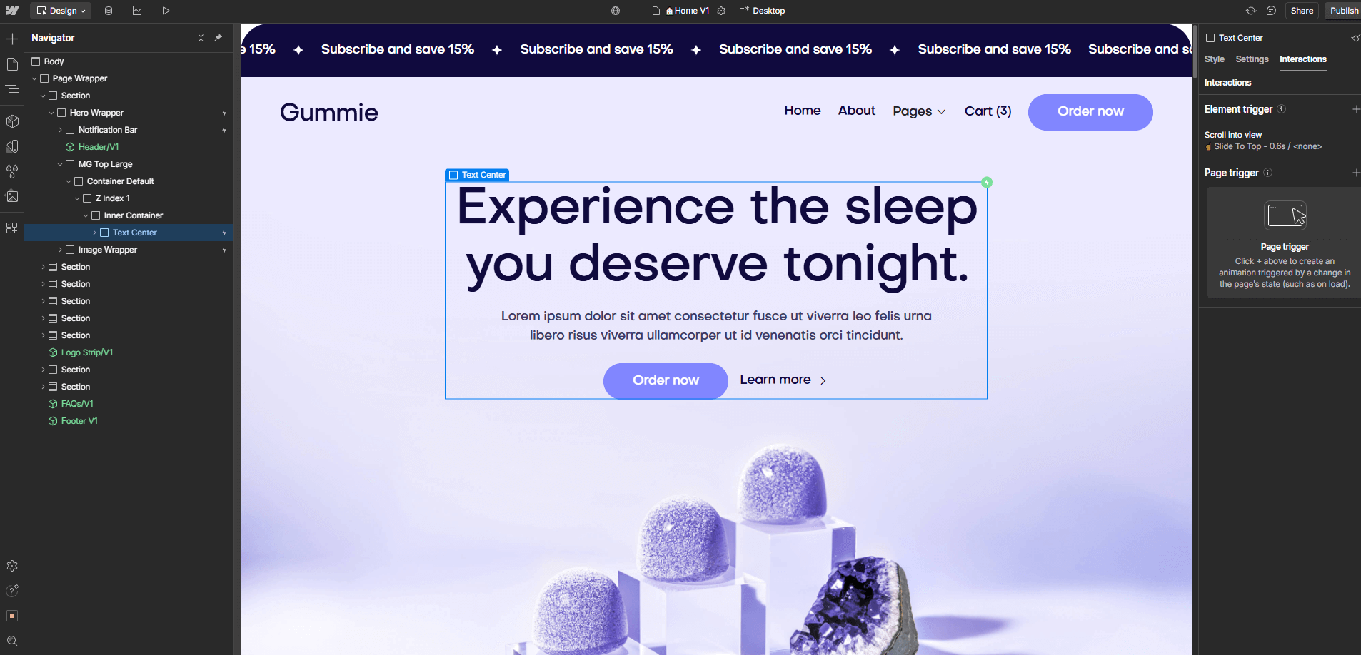 Gummie - Animations - Sleeping Gummies Webflow Template