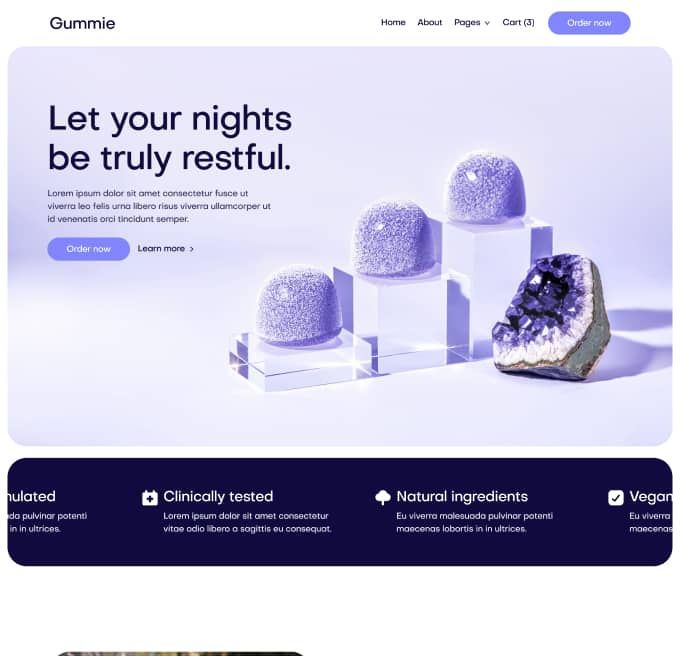 Gummie - Home V3 Page - Sleeping Gummies Webflow Template