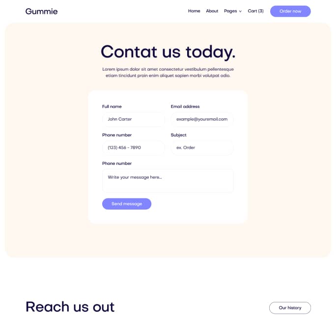 Gummie - Contact V2 Page - Sleeping Gummies Webflow Template