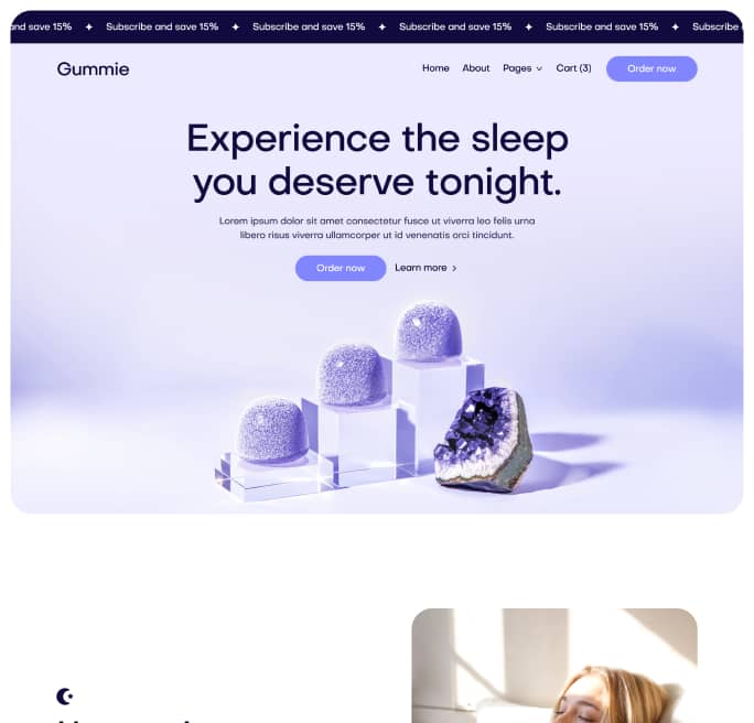 Gummie - Home V1 Page - Sleeping Gummies Webflow Template