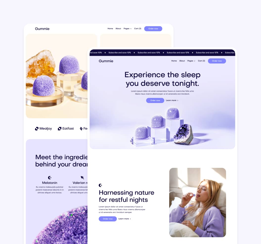 Gummie - Pages Included - Sleeping Gummies Webflow Template