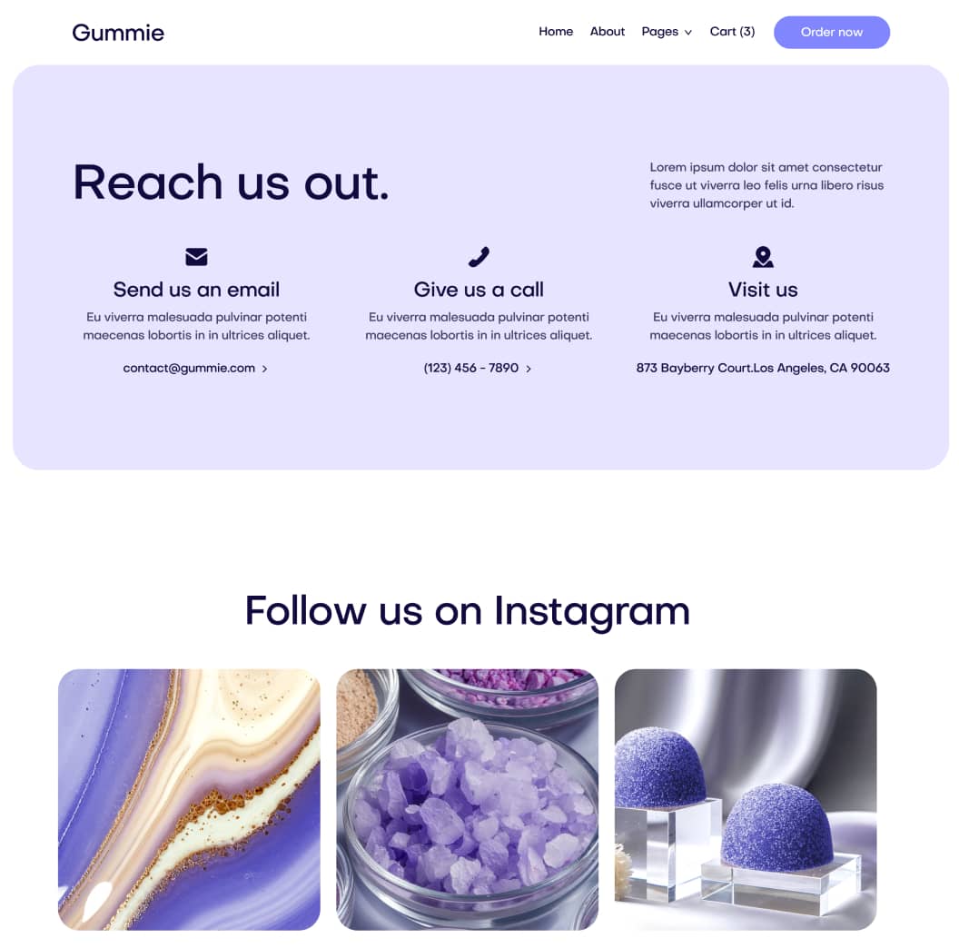 Gummie - Contact V3 Page - Sleeping Gummies Webflow Template