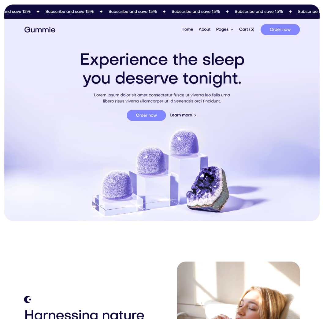Gummie - Home V1 Page - Sleeping Gummies Webflow Template