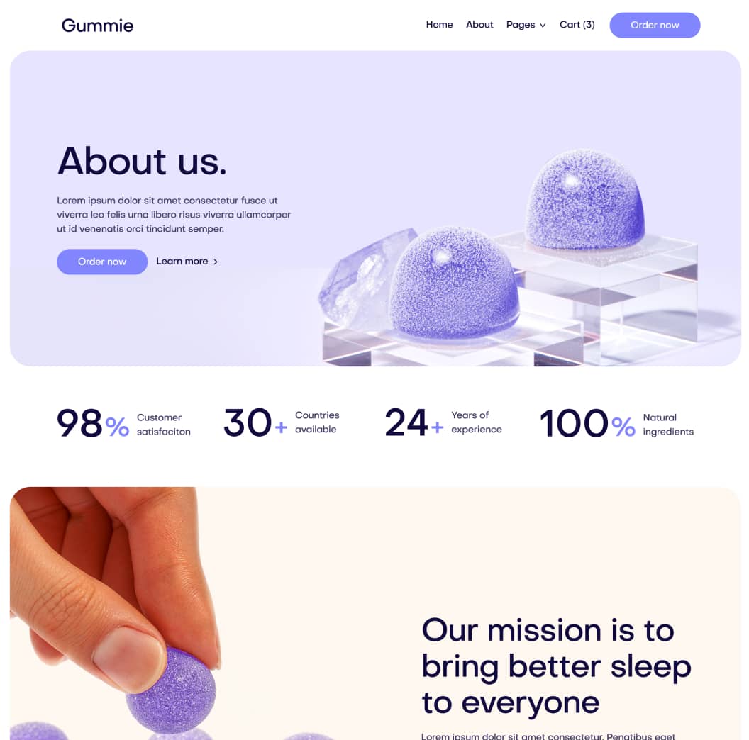 Gummie - About Page - Sleeping Gummies Webflow Template