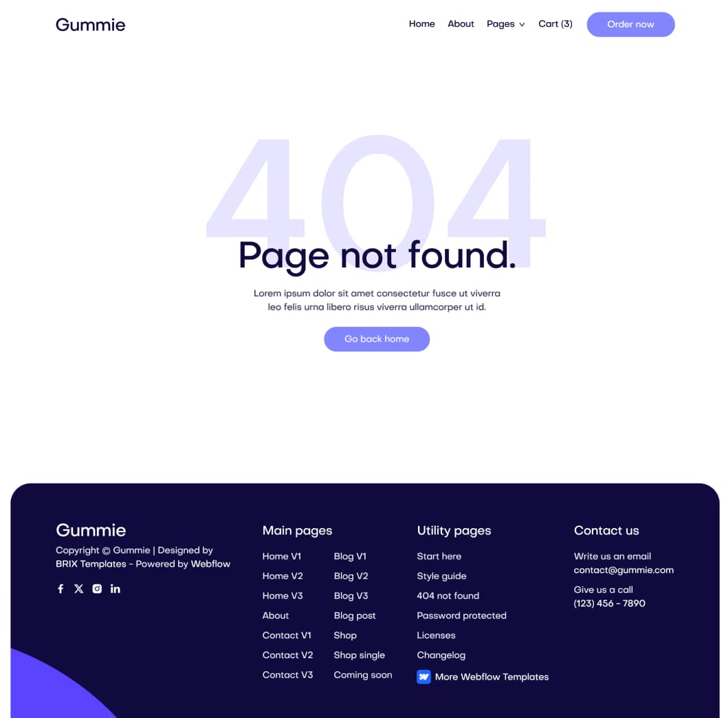Gummie - 404 Not Found Page - Sleeping Gummies Webflow Template
