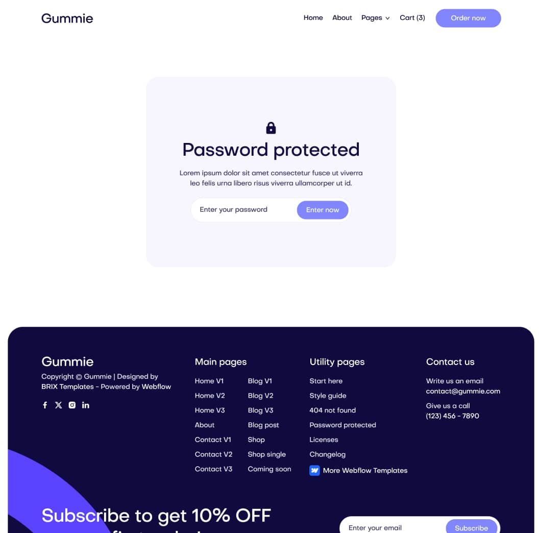 Gummie - Password Protected Page - Sleeping Gummies Webflow Template