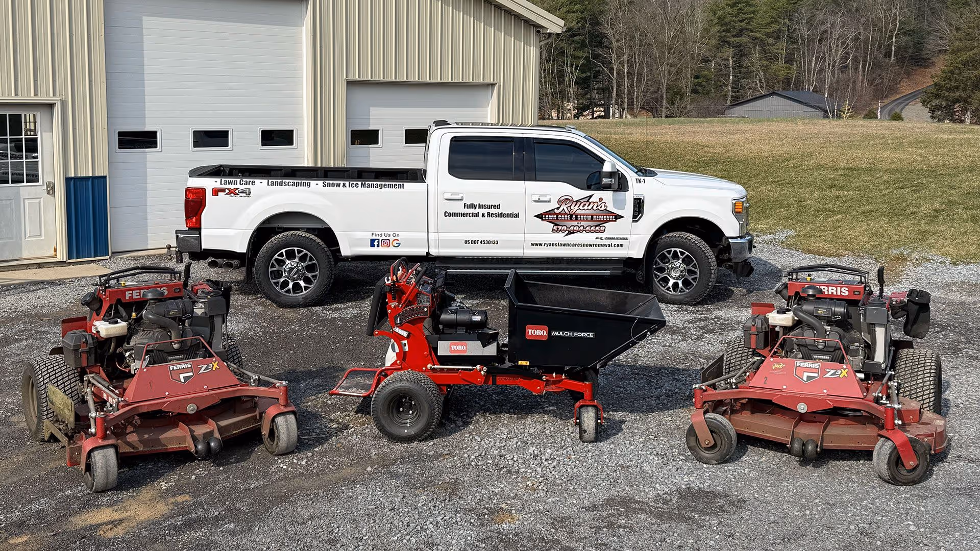 Professional landscaping company truck by Ryan’s Lawn Care & Snow Removal in Williamsport Pennsylvania