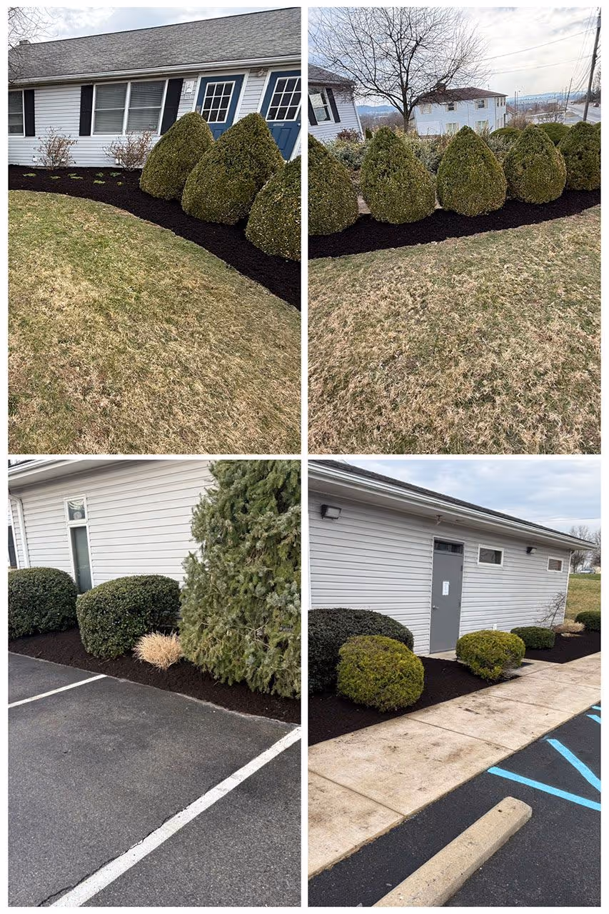 Commercial landscaping before and after results in Williamsport, Pennsylvania by Ryan’s Lawn Care & Snow Removal