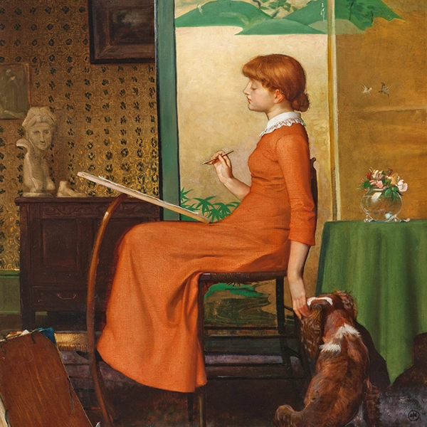 Julia Bracewell Folkard, How to be Happy though Single, c. 1891. Oil on canvas. Museum purchase, Taber Art Fund, 2024.14.