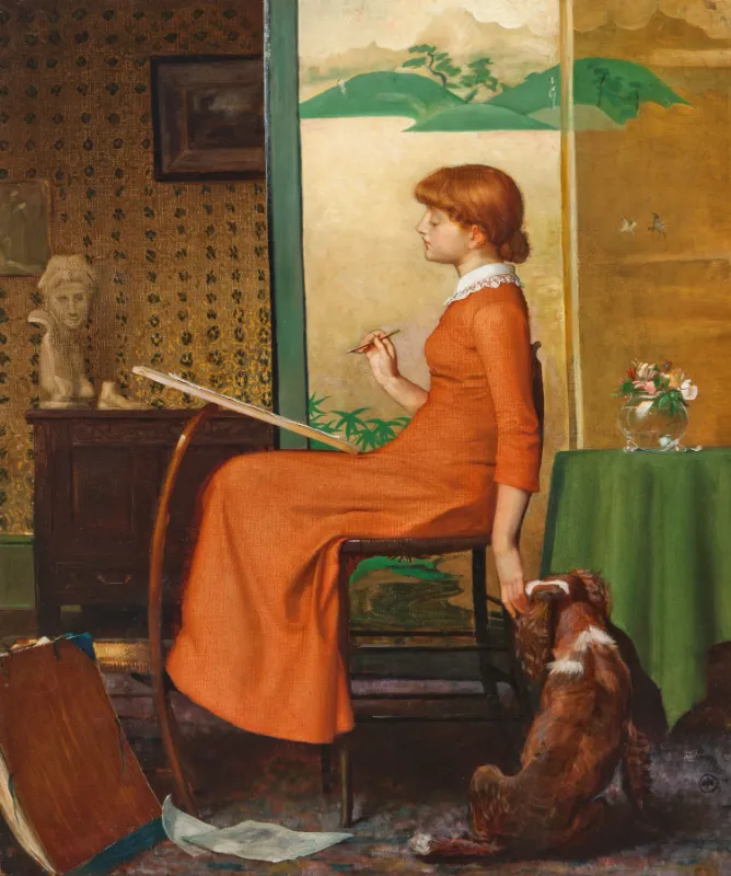 Julia Bracewell Folkard, How to be Happy though Single, c. 1891. Oil on canvas. Museum purchase, Taber Art Fund, 2024.14.