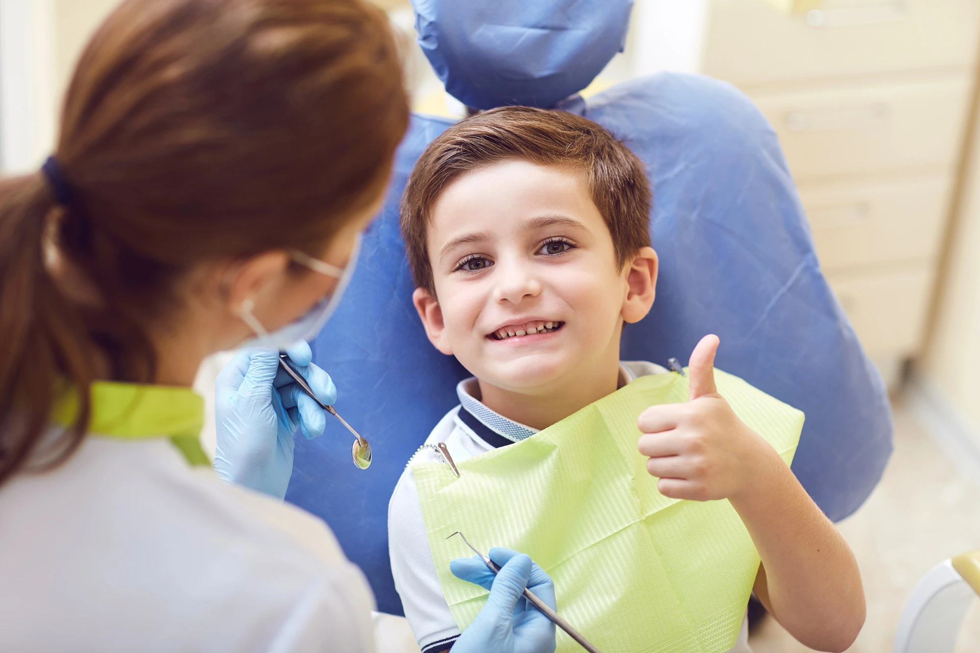 happy boy at the children's dentist in Canton, Ohio