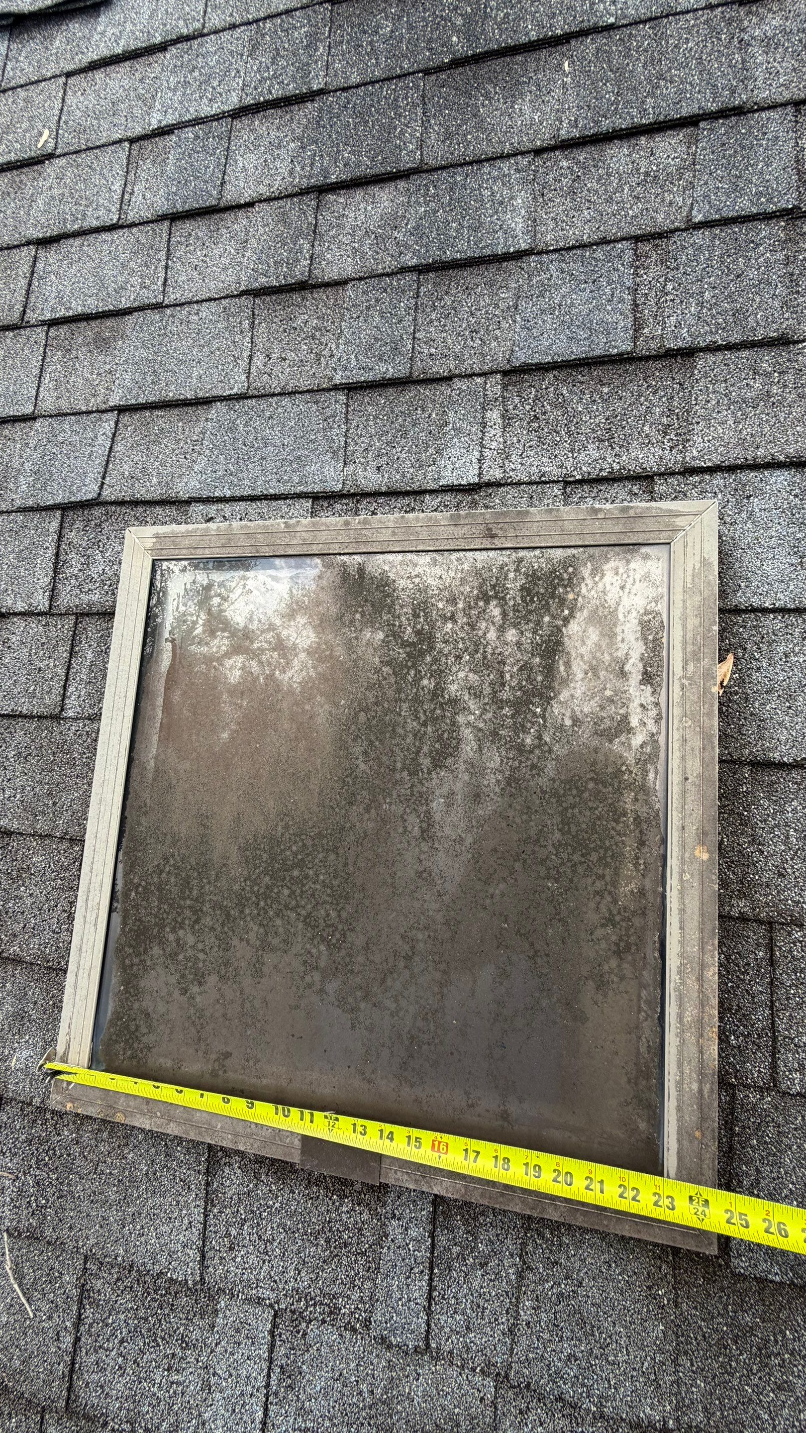 this custom skylight was not properly flashed to keep water out, we repaired this along with some of the substrate