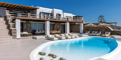 This is the Thumbnail for the State-of-the-Art Villa in Mykonos with Infinity Pool, Jacuzzi, and Pool Bar item