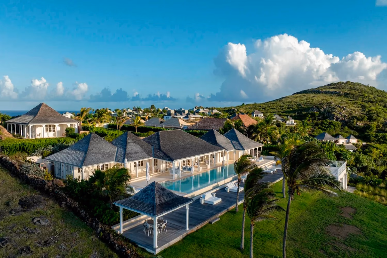 This is the Thumbnail for the Luxury Colonial-Style Villa in St. Barths With Heated Pool, Ocean Views, Sauna and Nordic Baths item