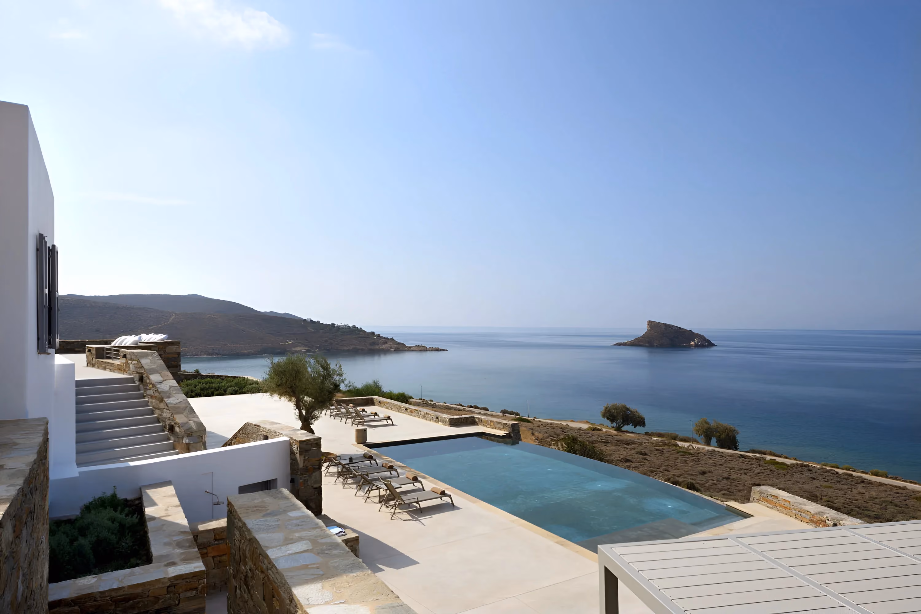 This is the Thumbnail for the Contemporary Island Villa in Syros With Infinity Pool, BBQ, and Beaches Nearby item