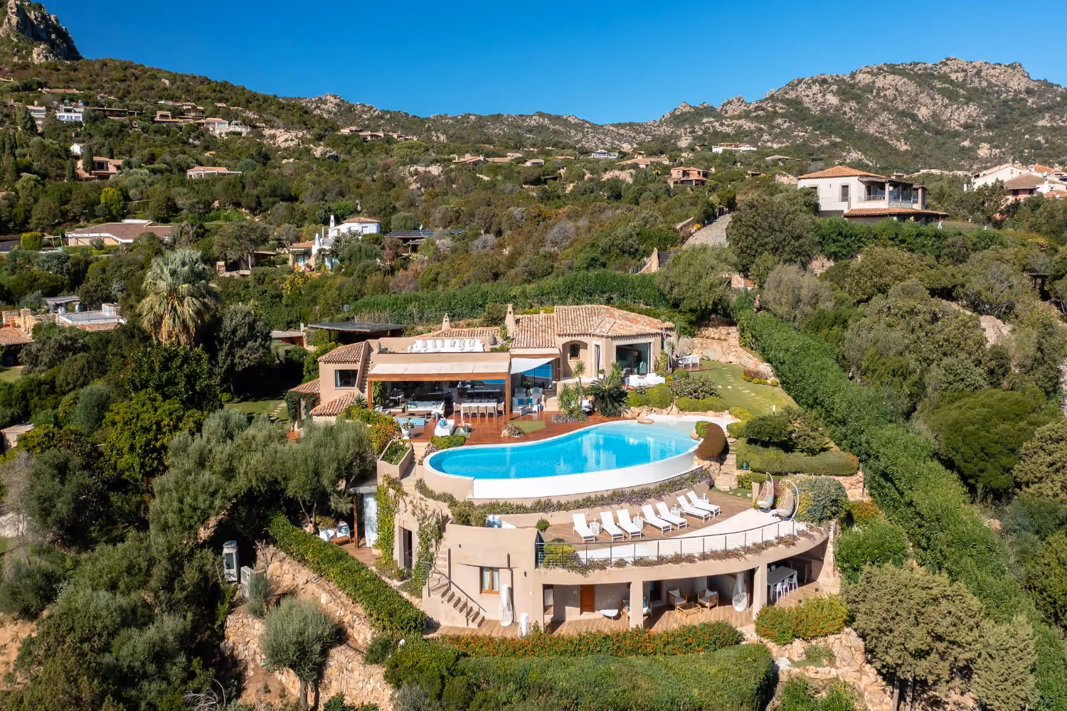 This is the Thumbnail for the Luxury Hilltop Villa in Sardinia With Heated Pool, Gym, and Sauna item