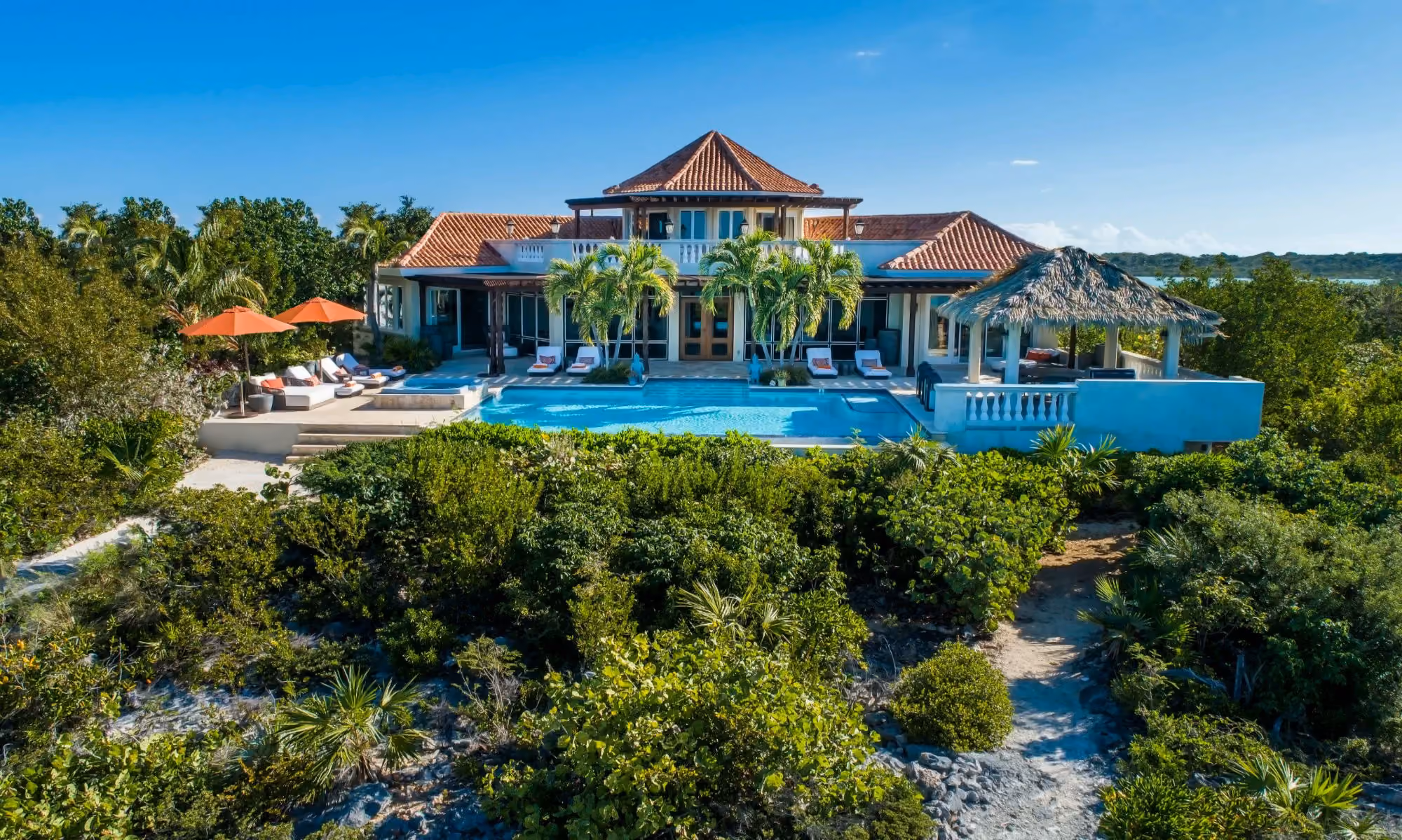 This is the Thumbnail for the Oceanfront Villa in Turks & Caicos with Infinity Pool, Hot Tub, and Tiki Hut item