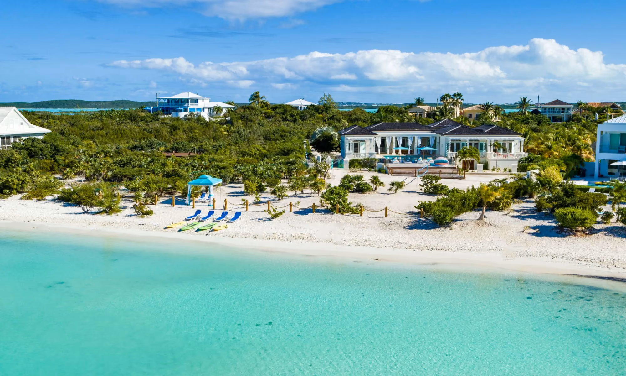 This is the Thumbnail for the Beachfront Villa in Turks & Caicos with Infinity Pool and Volleyball and Tennis Court  item