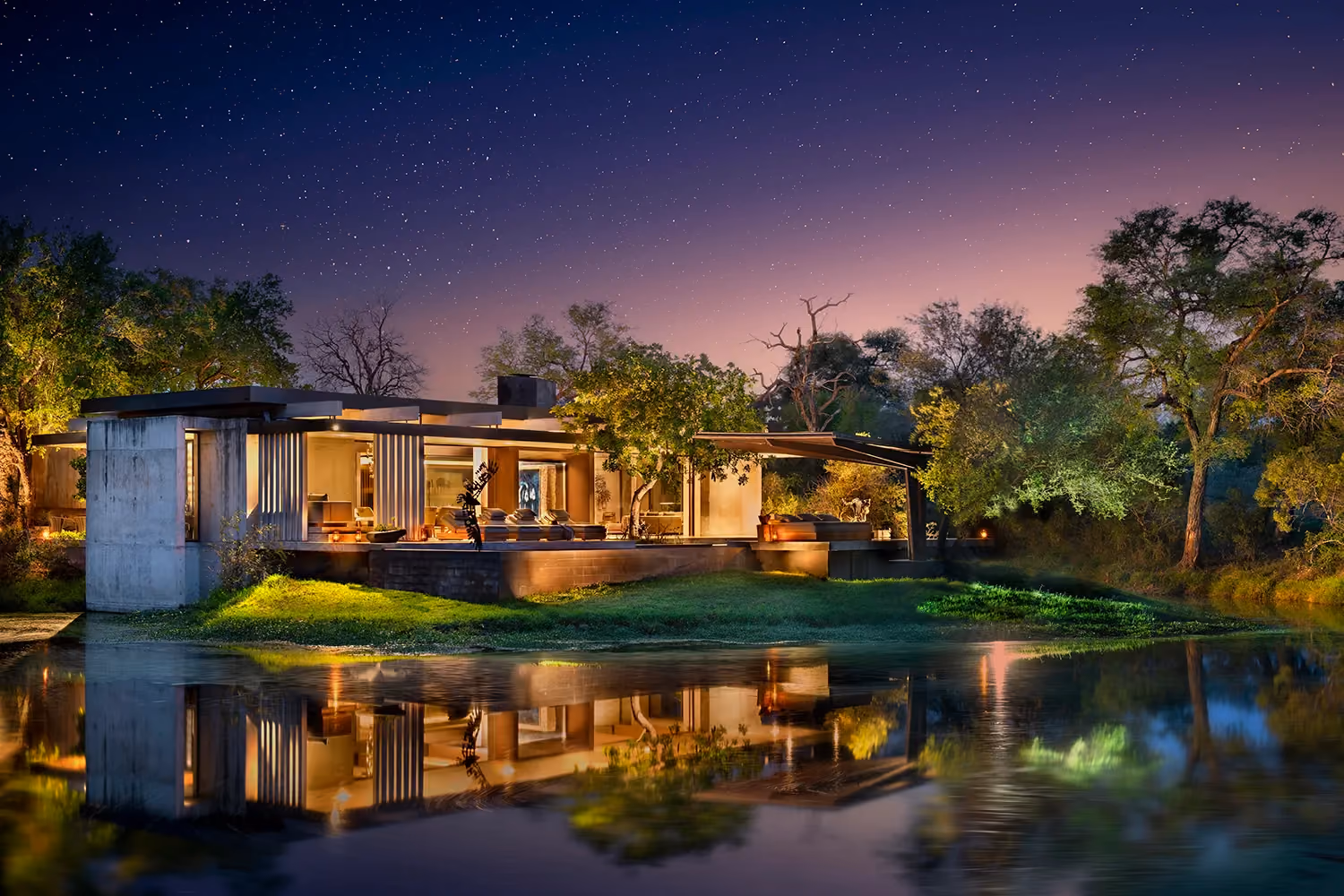 Picture of the villa at night