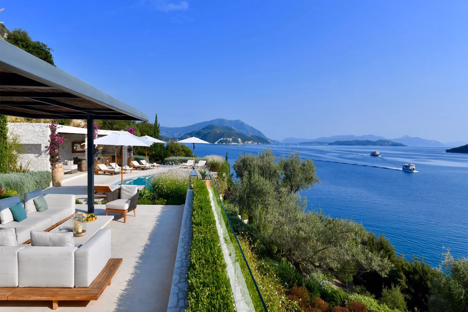 This is the Thumbnail for the Clifftop Luxury Villa in Greece with Infinity Pool, Private Beach Access, and Private Dock item