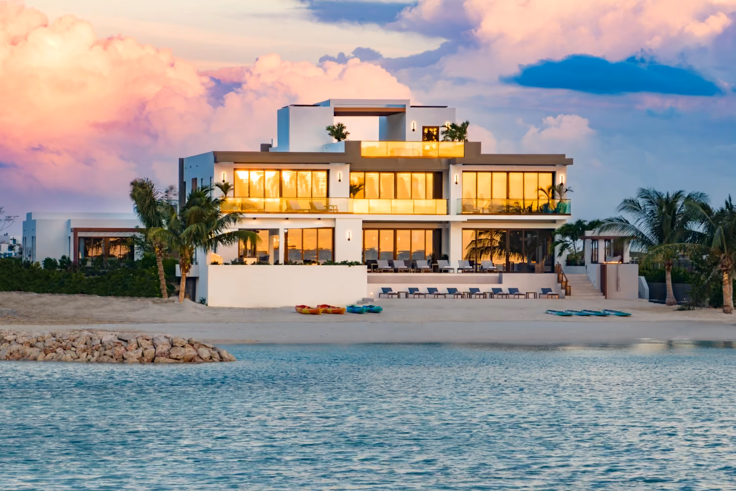 This is the Thumbnail for the Modern Beachfront Villa in Turks & Caicos With Heated Swimming Pool, Private Beachfront, and Hot Tub item