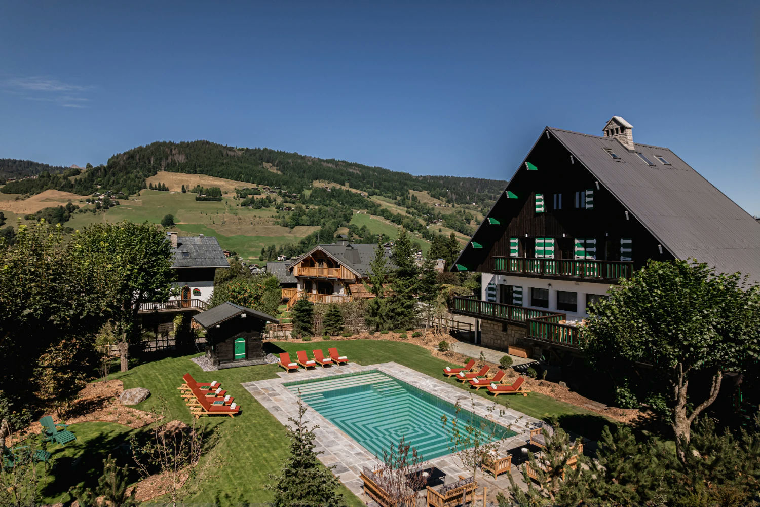 This is the Thumbnail for the Chic Mountain Chalet in Megève With Heated Pool, Hammam, and Staff item