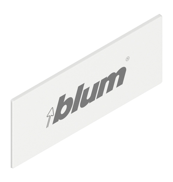 TANDEMBOX заглушка, прямоугольная, симметрич., с надписью (blum), белый шелк