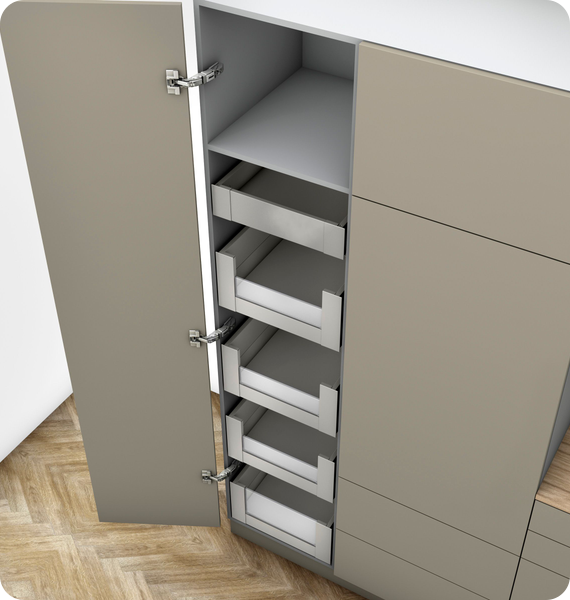 SPACE TOWER на основе MERIVOBOX, 5 внутренних ящиков, BOXCOVER, глубина 550 мм, Индиум-серый