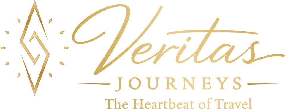 VeritasJourneys logo. The heartbeat of travel. 