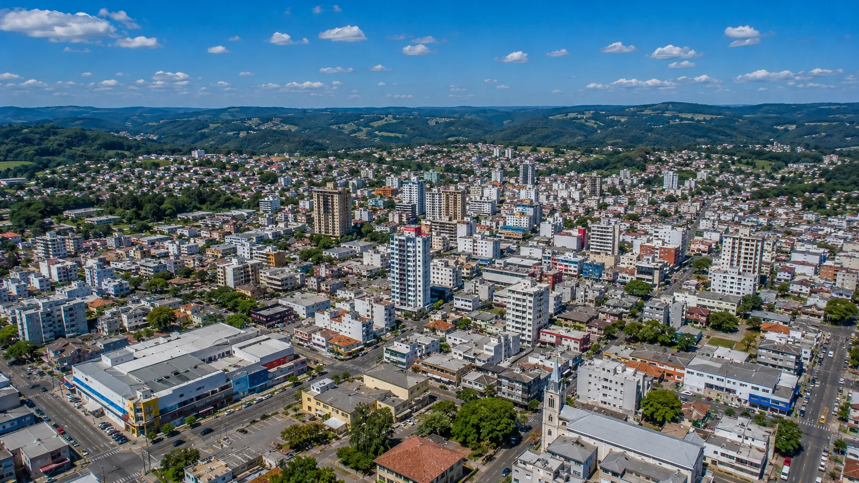 Vista de Farroupilha, RS — maior produtora de uva moscato do Brasil