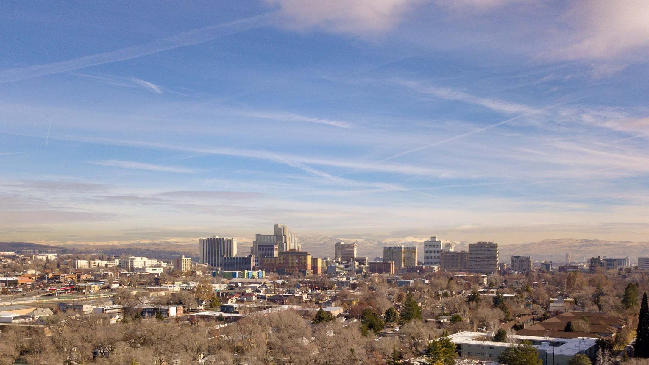 Aerial photo of Reno looking east