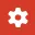 Red gear icon with a white circular center and a small red inner circle.