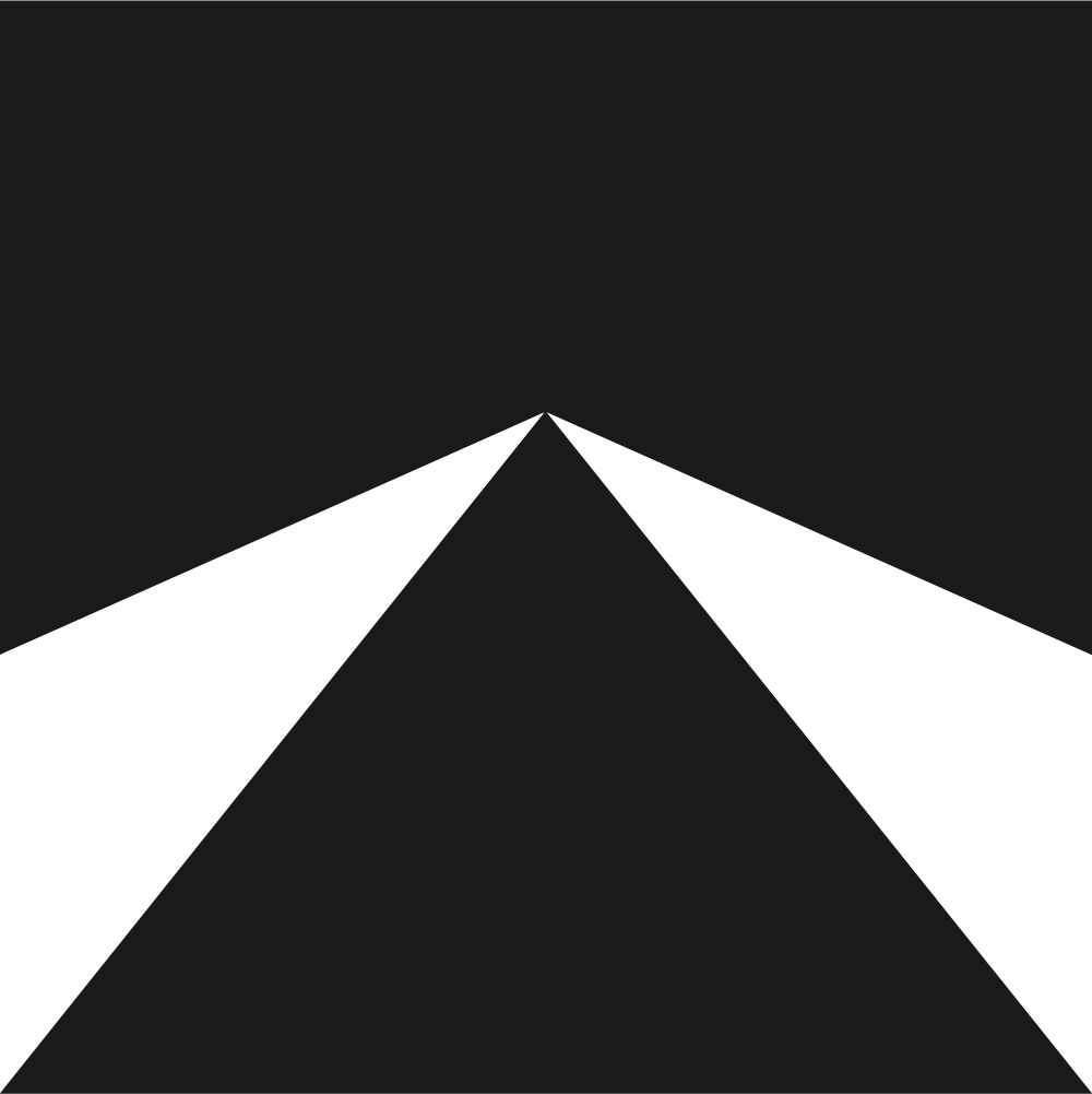 Two converging white diagonal lines on a transparent background forming a symmetrical V shape.