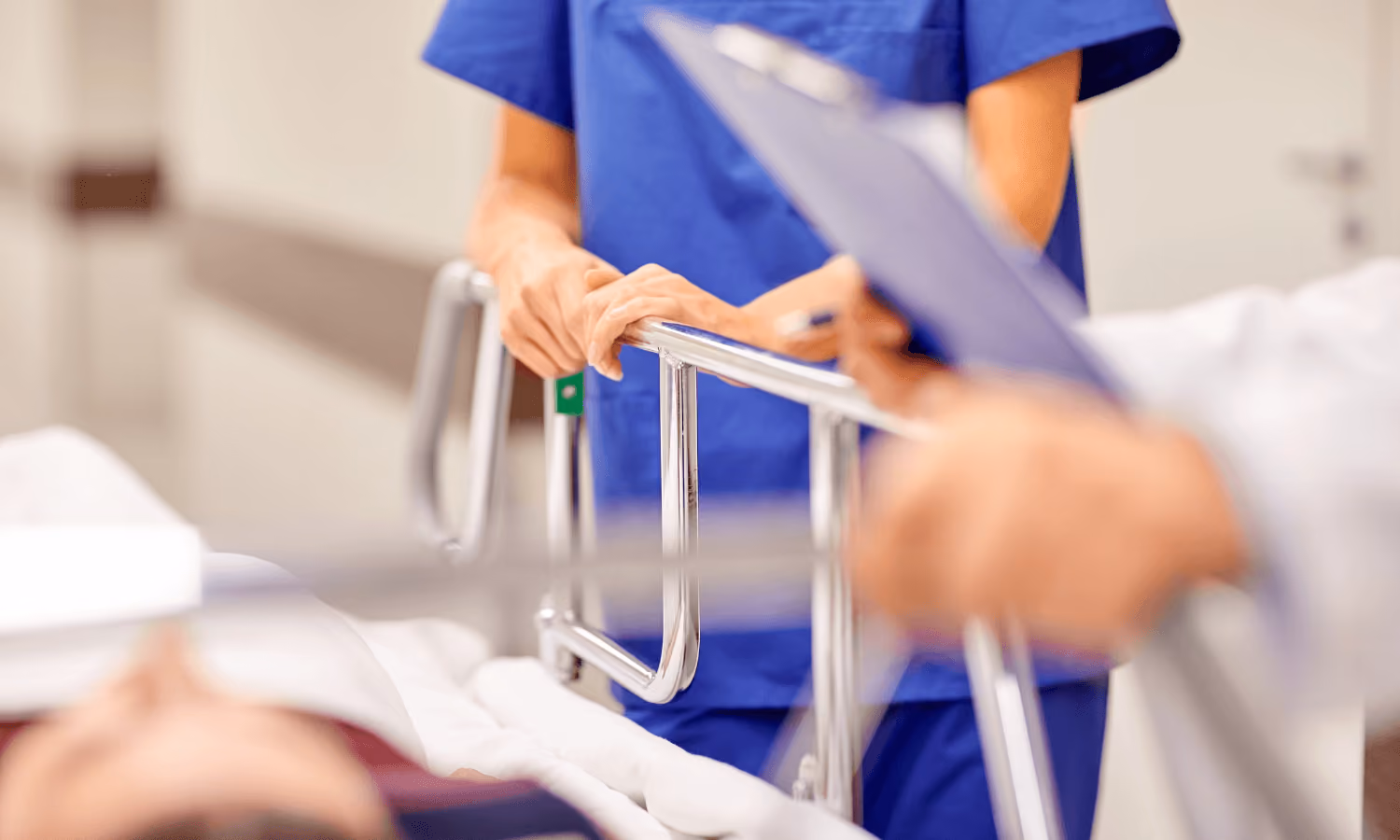 Patient and doctors in a health system.