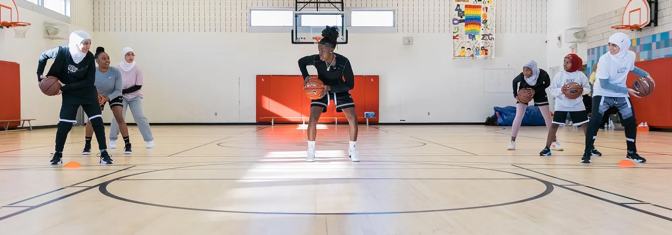 People playing basketball