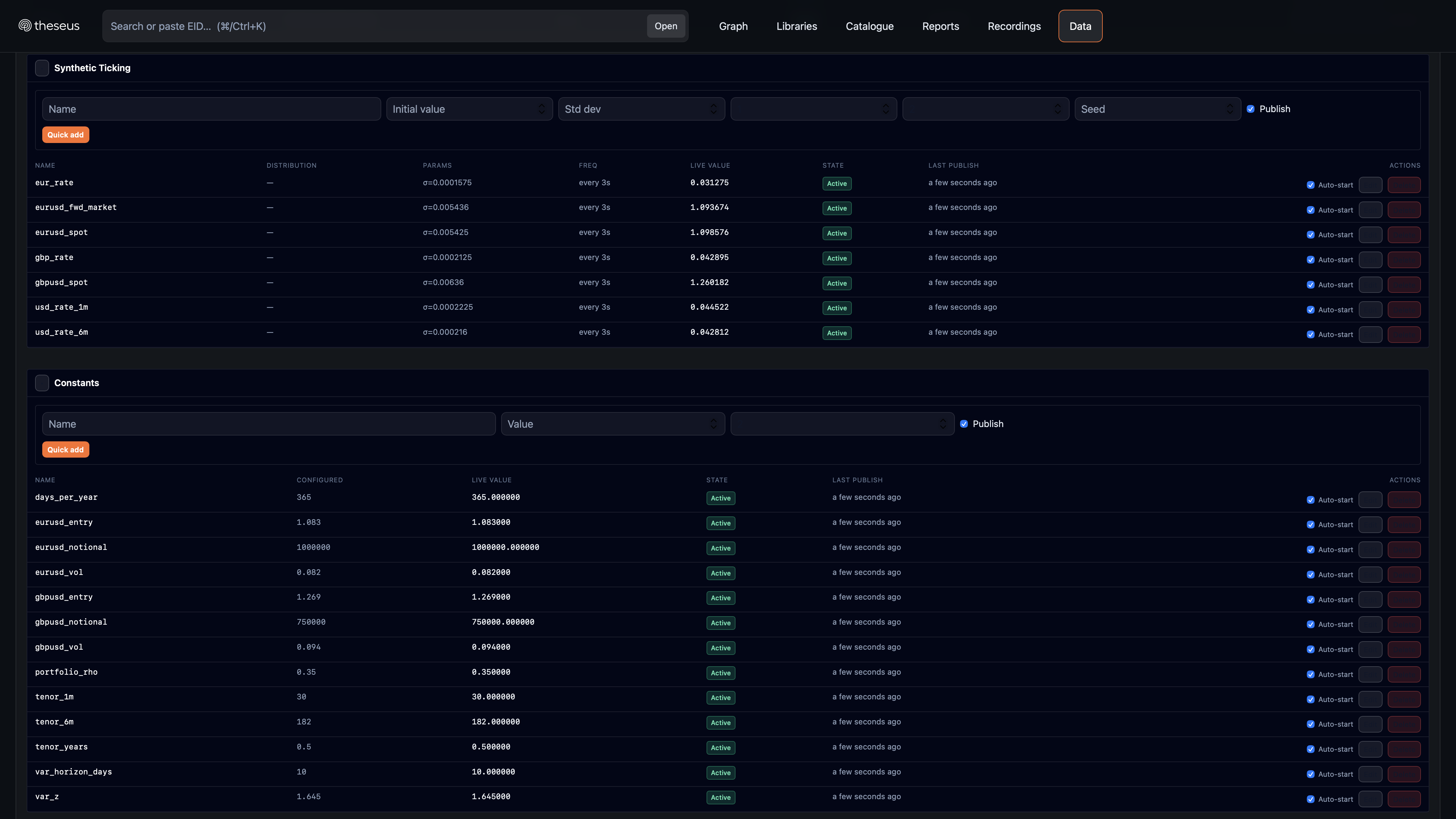 Test sources without touching a market feed.