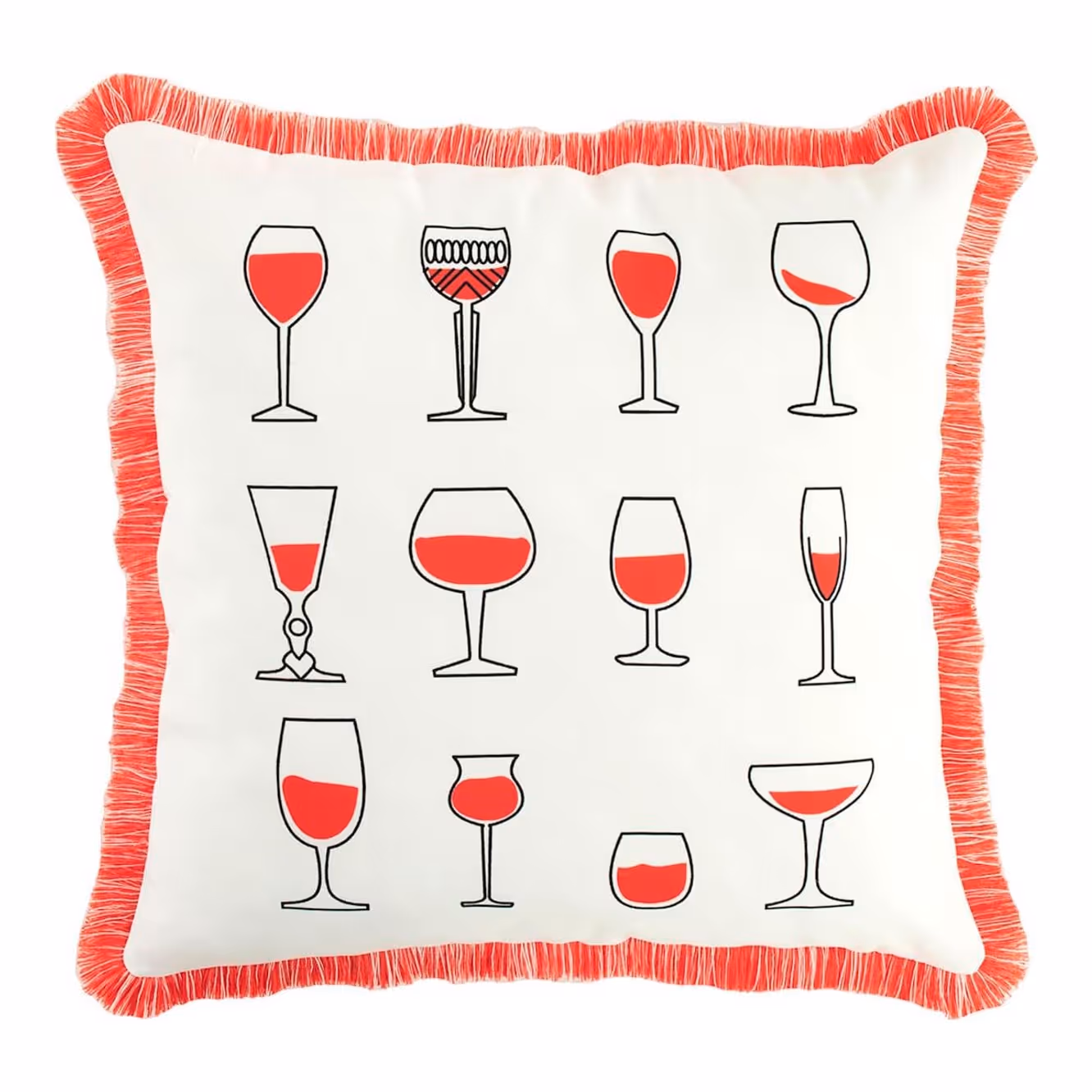Rose Wine Glasses Square Outdoor Throw Pillow, 18"