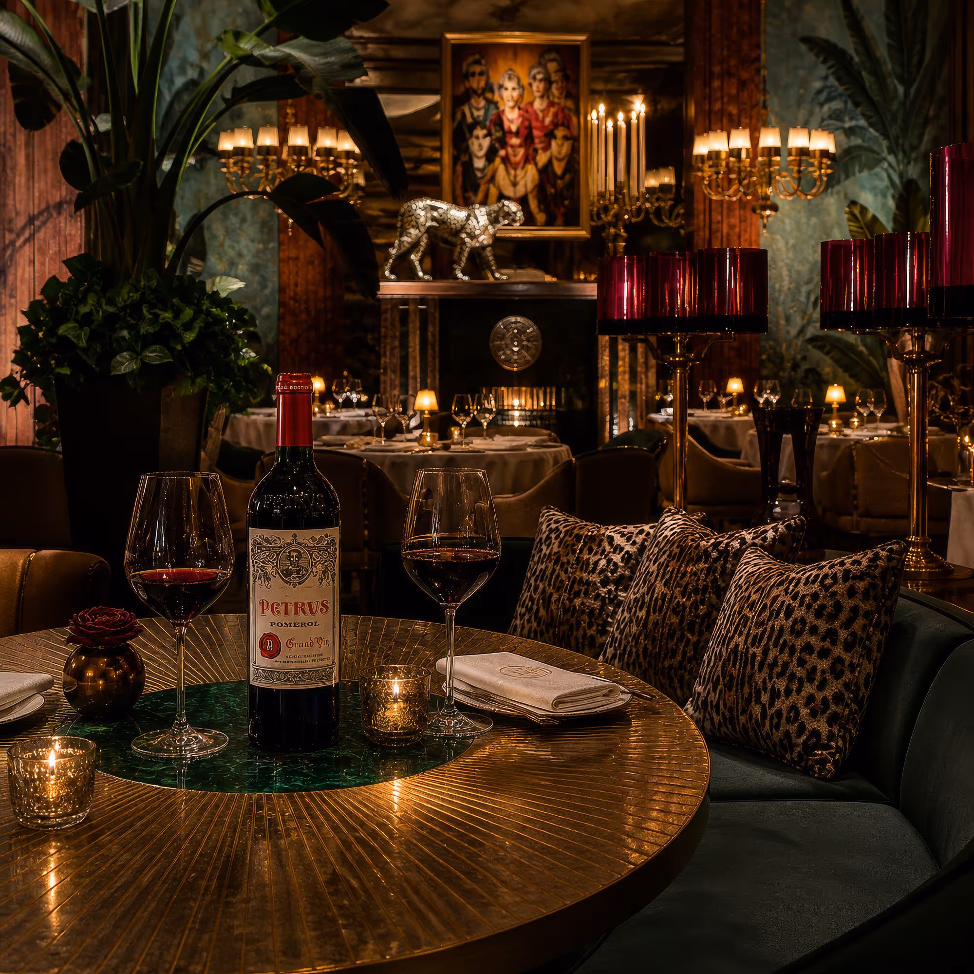 Delilah Restaurant Las Vegas interior table setting with wine glasses