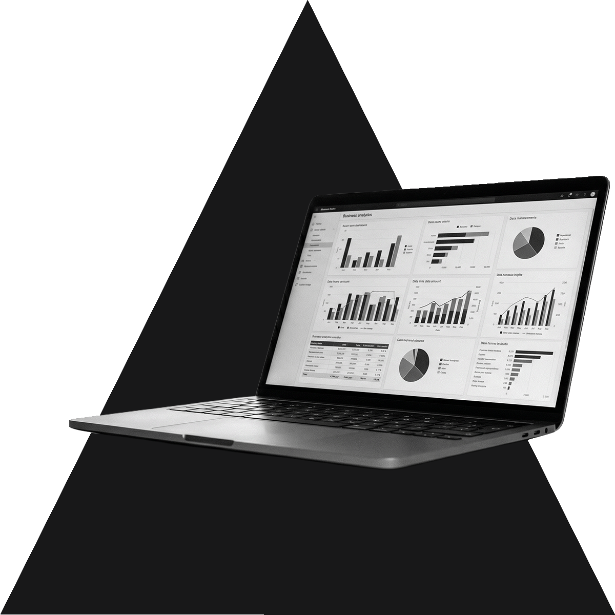 laptop with business performance marketing and analytics on screen