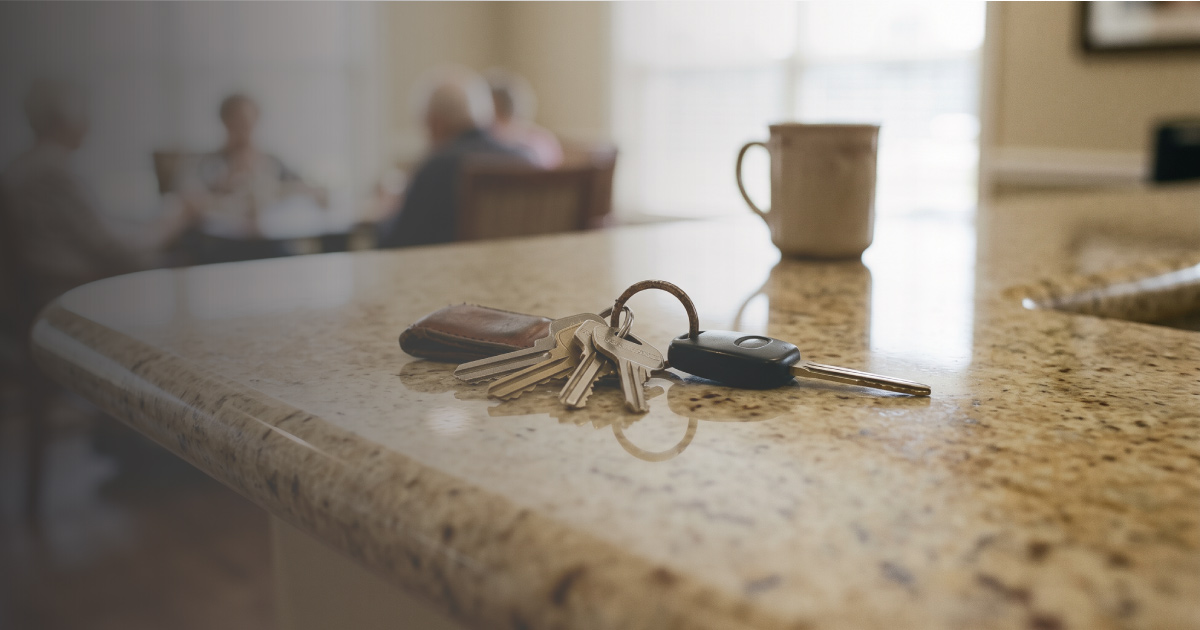 Keys on the front counter of an assisted living facility being valuated