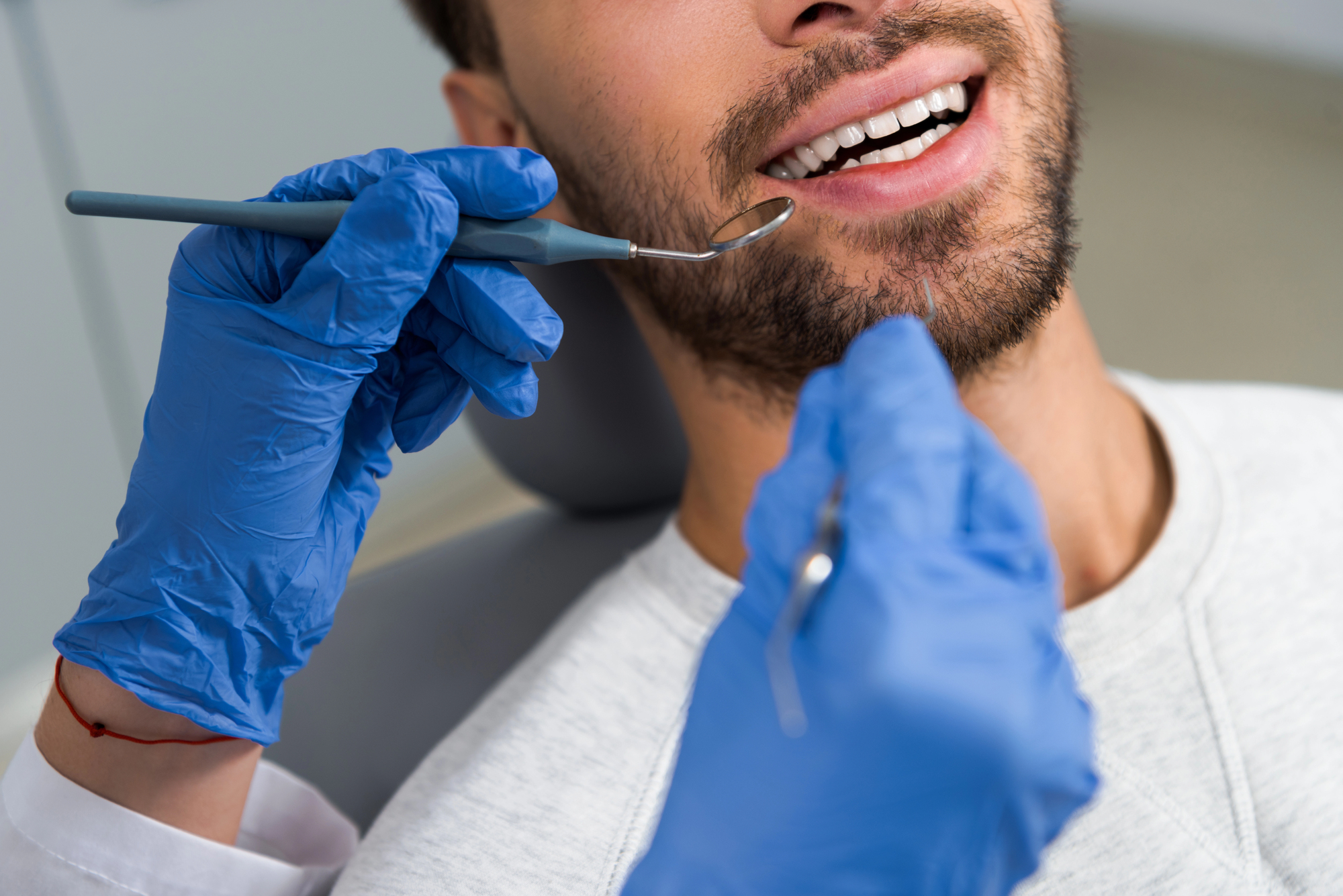 man getting dental exam