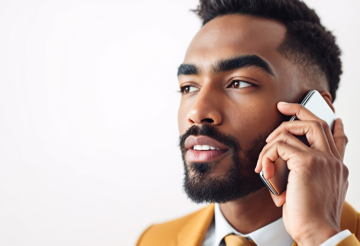 image of a person on a phone call